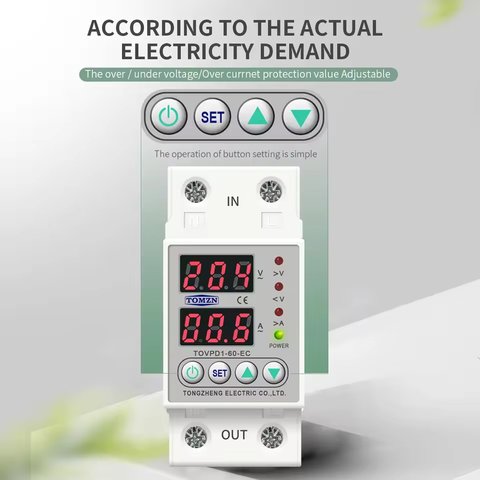 Реле напряжения TOMZN TOVPD1-40-EC (VA), 220 В, 40 A, с защитой по току и напряжению Превью 2