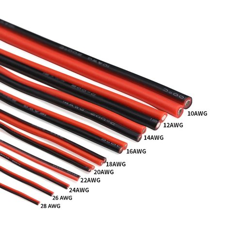 Wire In Silicone Insulation 2x26AWG, (0,16 мм², 1 m, red, black, UL3135) Preview 1
