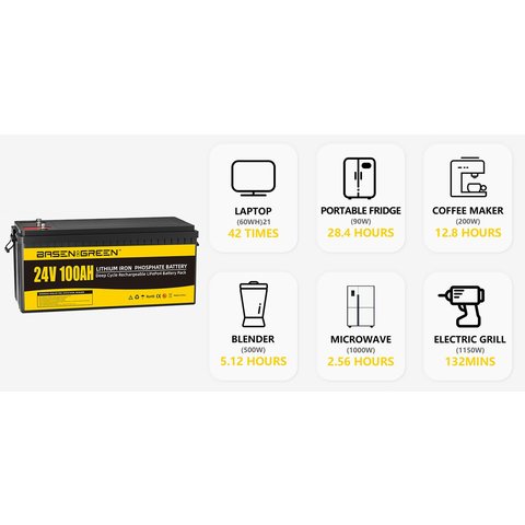 Акумулятор Basen BG24100, LiFePO4, 24 В, 100 Аг, bluetooth Прев'ю 1